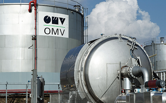 Oil tanks of Austrian oil and gas group OMV are pictured in Auersthal